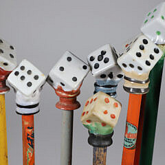 Collection of 12 Porcelain Dice Carnival Walking Sticks