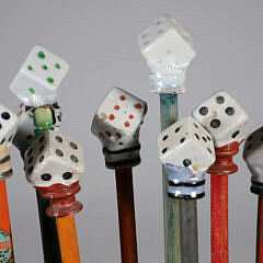 Collection of 12 Porcelain Dice Carnival Walking Sticks