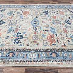 Light Gray Antiqued Heriz Oriental Carpet with All Over Design