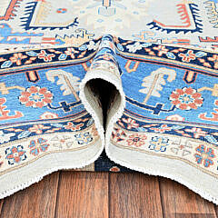 Light Gray Antiqued Heriz Oriental Carpet with All Over Design