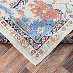 Light Gray Antiqued Heriz Oriental Carpet with All Over Design