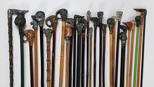 Collection of 29 Miniature Animal Head Carnival Walking Sticks