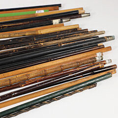 Collection of 28 Miniature Animal and Human Head Grip Carnival Walking Sticks