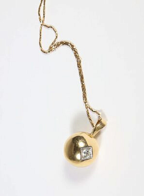Lapis Lazuli and Diamond Yellow Gold Ball Pendant and Chain
