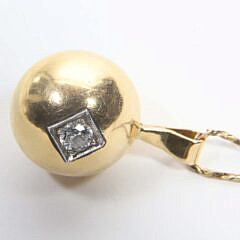 Lapis Lazuli and Diamond Yellow Gold Ball Pendant and Chain