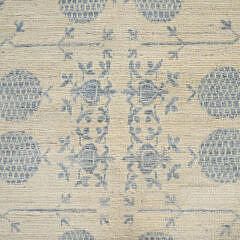 Bone White and Soft Grey Khotan “Pomegranate” Design Hand Knotted Wool Oriental Carpet