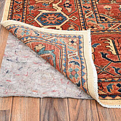 Auburn Red Serapi Heriz Design Hand Knotted Wool Oriental Carpet