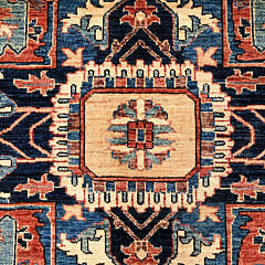 Auburn Red Serapi Heriz Design Hand Knotted Wool Oriental Carpet