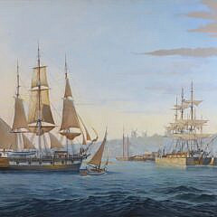 Ben Neill Acrylic Mural Painting "Early Morning Nantucket Harbor, 1842"