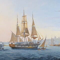 Ben Neill Acrylic Mural Painting “Early Morning Nantucket Harbor, 1842”