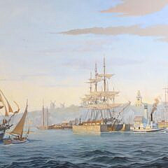 Ben Neill Acrylic Mural Painting “Early Morning Nantucket Harbor, 1842”
