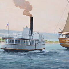 Ben Neill Acrylic Mural Painting “Early Morning Nantucket Harbor, 1842”