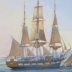 Ben Neill Acrylic Mural Painting “Early Morning Nantucket Harbor, 1842”