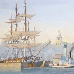 Ben Neill Acrylic Mural Painting “Early Morning Nantucket Harbor, 1842”