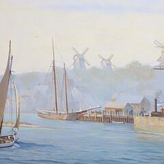 Ben Neill Acrylic Mural Painting “Early Morning Nantucket Harbor, 1842”