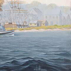 Ben Neill Acrylic Mural Painting “Early Morning Nantucket Harbor, 1842”