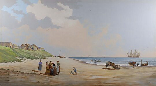 Ben Neill Acrylic Mural Painting "Cod Fish Park" circa 1992
