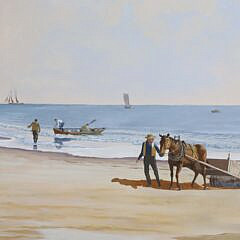Ben Neill Acrylic Mural Painting “Cod Fish Park, Nantucket” circa 1992