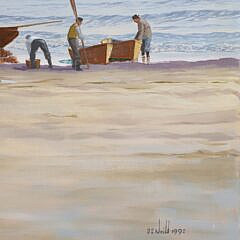 Ben Neill Acrylic Mural Painting “Cod Fish Park, Nantucket” circa 1992