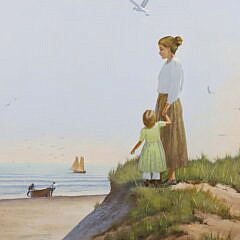 Ben Neill Acrylic Mural Painting “Mother and Child at the Seashore”, circa 1992