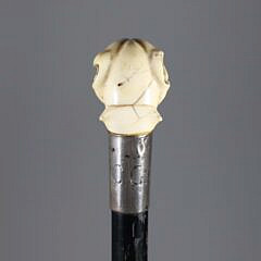 Carved Bulldog Head Grip Walking Stick, 19th Century