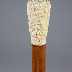 Carved Cupid Grip Walking Stick, 19th Century