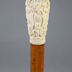 Carved Cupid Grip Walking Stick, 19th Century