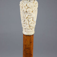 Carved Cupid Grip Walking Stick, 19th Century