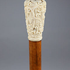 Carved Cupid Grip Walking Stick, 19th Century