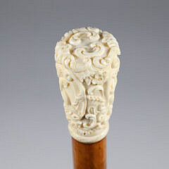 Carved Cupid Grip Walking Stick, 19th Century