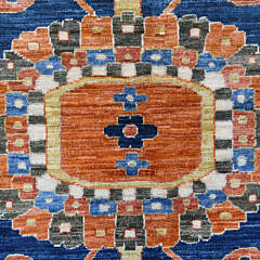 “Antiqued” Fine Persian Serapi Inspired Design Hand Knotted Wool Oriental Carpet, 200 Knots per Square Inch