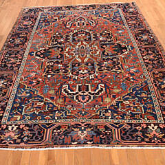 Fine Antique Persian Heriz Hand Knotted Oriental Carpet, circa 1930s