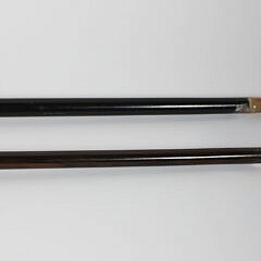 Two Carved Horn European Gentleman Warrior Head Grip Walking Sticks, 19th Century
