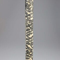 Asian Scrimshaw Bone Walking Stick, Elaborately Engraved, 19th Century