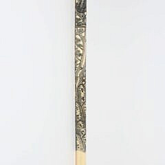 Asian Scrimshaw Bone Walking Stick, Elaborately Engraved, 19th Century