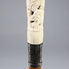 1875 Commemorative Silver and Carved Knob Walking Stick, 19th Century,