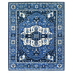 256-4700 Blue White Peshawar Serapi Oriental Rug A