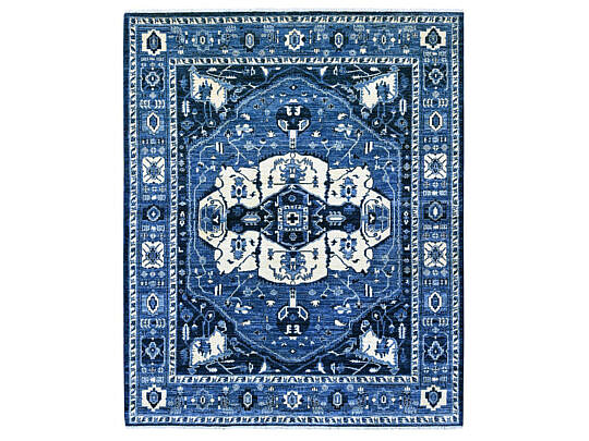256-4700 Blue White Peshawar Serapi Oriental Rug A