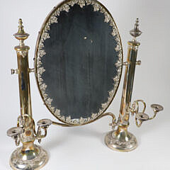 English Silver Plated Girondale Table Top Dressing Mirror 19th Century