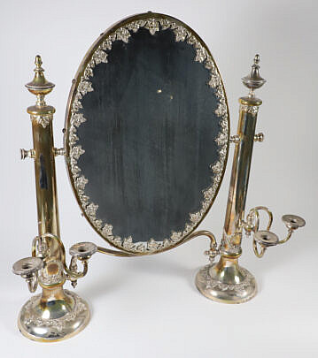 English Silver Plated Girondale Table Top Dressing Mirror 19th Century