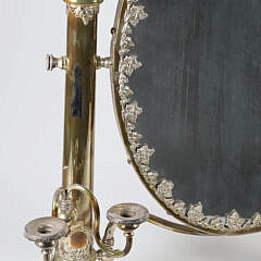 English Victorian Sheffield Large Silver Plated Dressing Mirror with Candle Holders, 19th Century