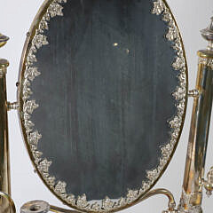 English Victorian Sheffield Large Silver Plated Dressing Mirror with Candle Holders, 19th Century