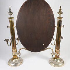 English Victorian Sheffield Large Silver Plated Dressing Mirror with Candle Holders, 19th Century