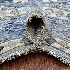 Blue and Shades of Gray Ersari Afghan Hand Knotted Wool Oriental Carpet