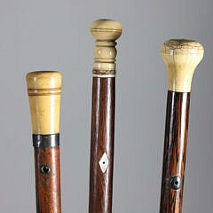 Group of Three Whaler Made Knob Walking Sticks, 19th Century