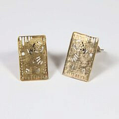 Pair of Ilias Lalaounis Textured Gold Rectangular Plaque