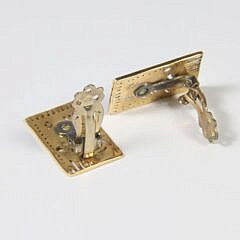 Pair of Ilias Lalaounis Textured Gold Rectangular Plaque “Biosymbols” Earrings