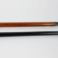 Two Carved L-Grip Canes with Sterling Collars, 19th Century