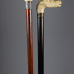 Two Carved Horse Head Canes, 19th Century