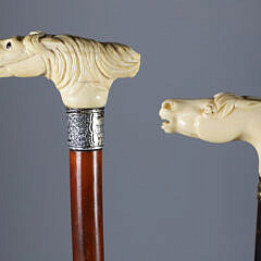 Two Carved Horse Head Canes, 19th Century